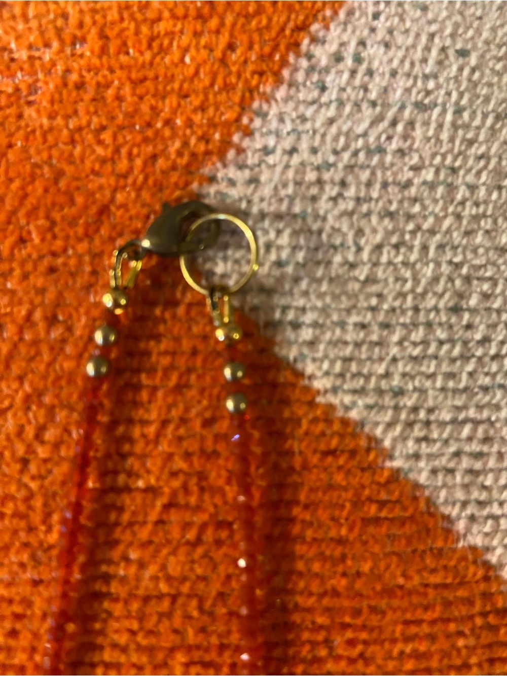 Gold Crescent Pendant Necklace with 2.5mm Carnelian Beaded Chain - Picture 7 of 8